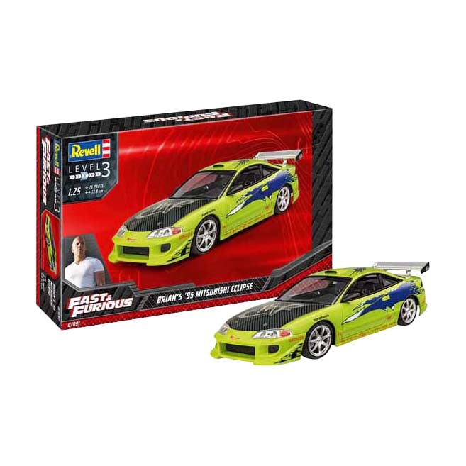 Maqueta Revell rápido y furioso - mitsubishi eclipse 1995 de brian 1:25 - 75 piezas.