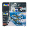 Kit di modellismo Revell - set da combattimento bf109g-10 spitfire mk.v 1:72 - 76 parti. - incl. colori base della vernice aqua color