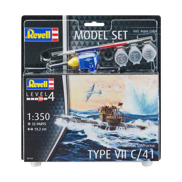Maqueta Revell - Submarino alemán tipo VII C 41 1:350 - 35 piezas.