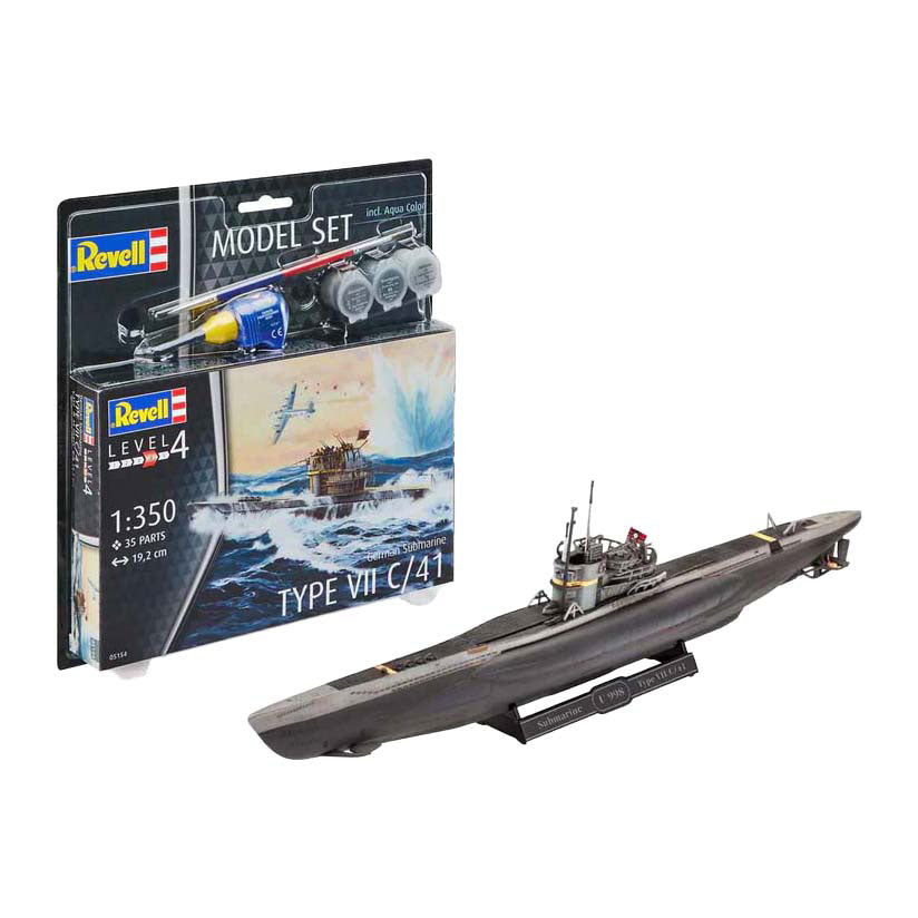 Maqueta Revell - Submarino alemán tipo VII C 41 1:350 - 35 piezas.