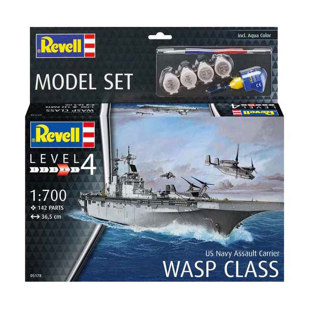 Kit modello Revell - Portaerei d'assalto della marina americana Wasp classe 1:700 - 142 pz.