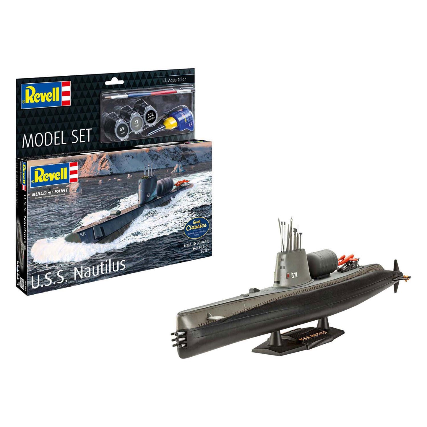 Kit modello Revell - u.s.s. nautilus 1:305 - 30pz.