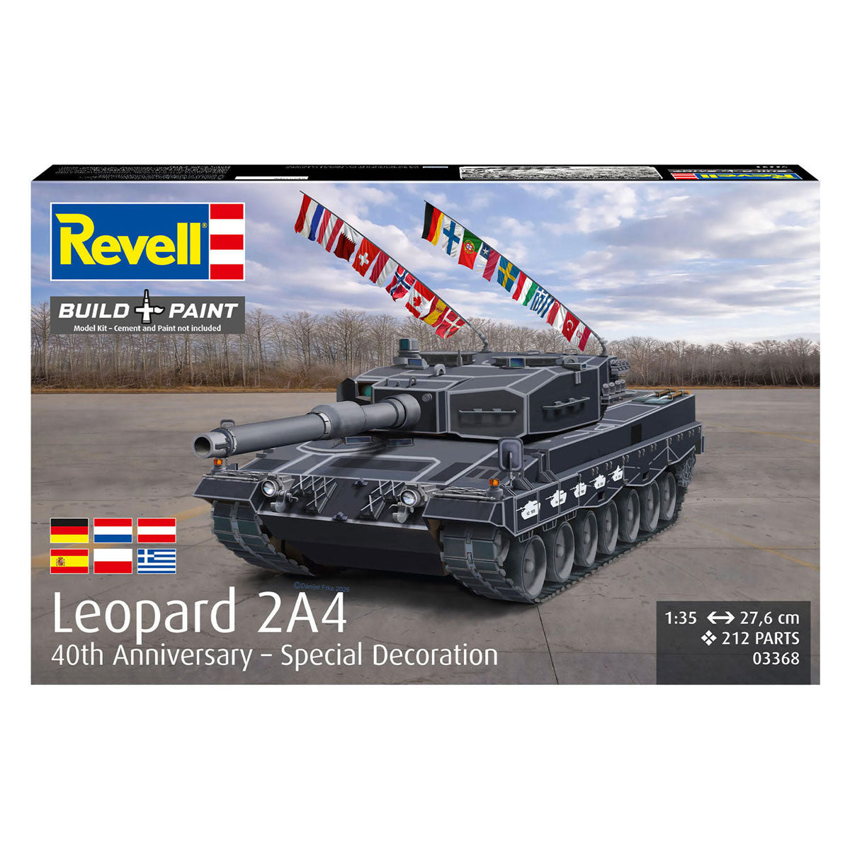 Kit modello Revell leopard 2a4 - decorazione speciale 40° anniversario 1:35 - 212 parti.