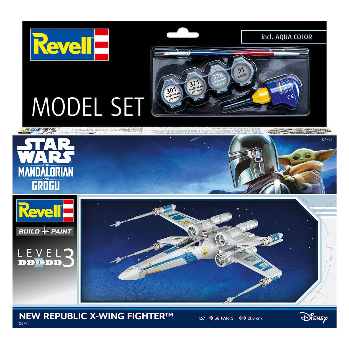 Revell model kit the mandalorian e grogu new Republic x-wing combattente 1:57 - 38 pezzi.