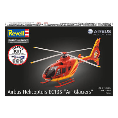 Revell model kit starter kit elicotteri airbus ec135 air-glaciers 1:72 - 75 pezzi.