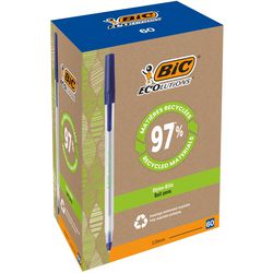 Bolígrafo bic round stic ecolutions 0,4 mm reciclado azul