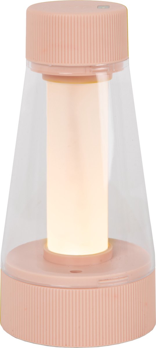 Lucide Lorali - lámpara de mesa recargable para interior y exterior - batería recargable - ø 7,7 cm - LED regulable - 1x1,2W 2600K 3000K - IP44 - rosa