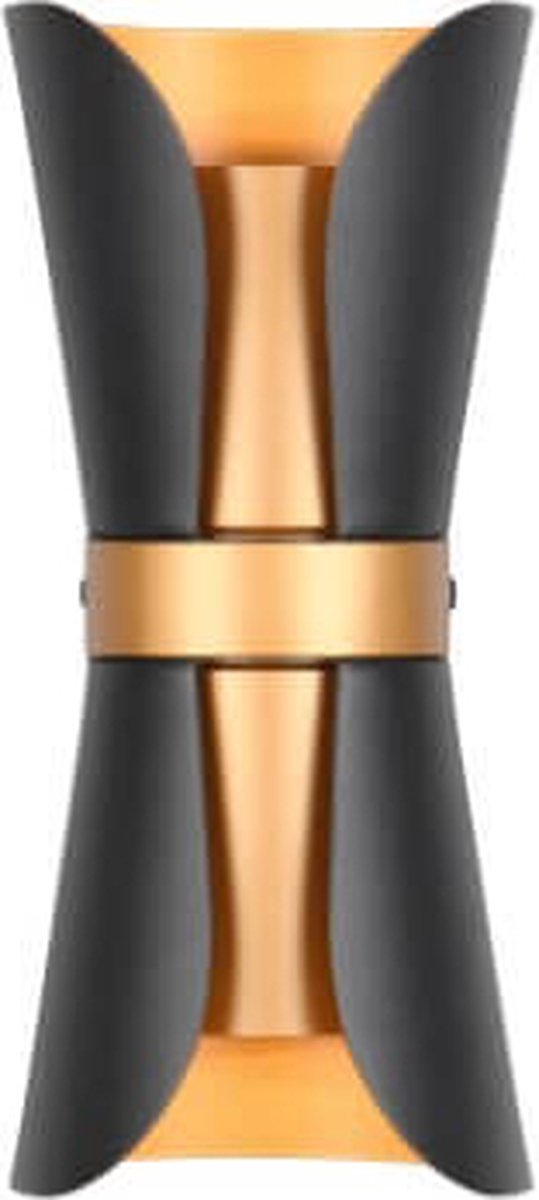 Trio coat - lámpara de pared - negro-oro - excl. 2x gu10 4,9 w - iluminación arriba y abajo - montaje en pared