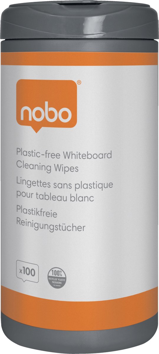 Salviette per la pulizia delle lavagne bianche Nobo senza plastica - 100 pezzi