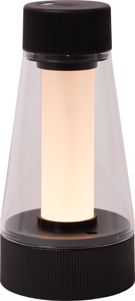 Lucide Lorali - lámpara de mesa recargable para interior y exterior - batería recargable - ø 7,7 cm - LED regulable - 1x1,2W 2600K 3000K - IP44 - negro