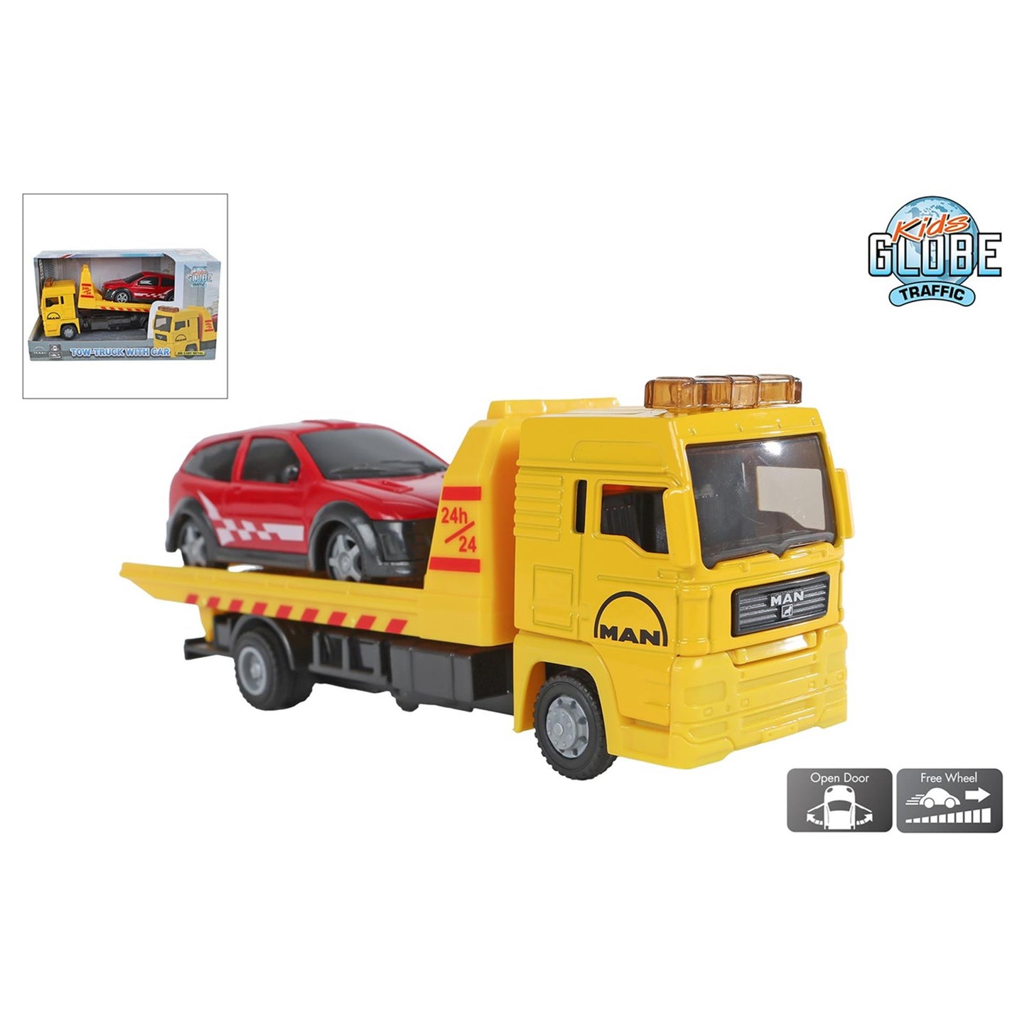 CAR de almacenamiento de camiones Man Globe Man Kids con automóvil, 19 cm