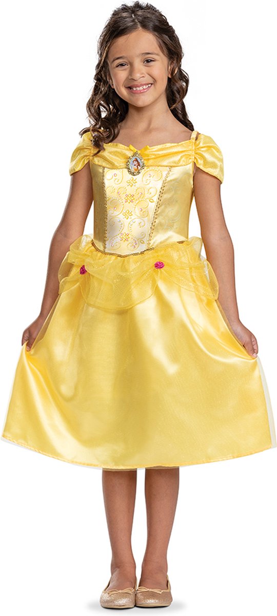 Disfraz princesa disney - la bella bestia, vestido belle clásico, talla xs (3t-4t años), niña