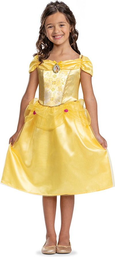Disfraz princesa disney - la bella bestia, vestido belle clásico, talla m (7-8 años), niña
