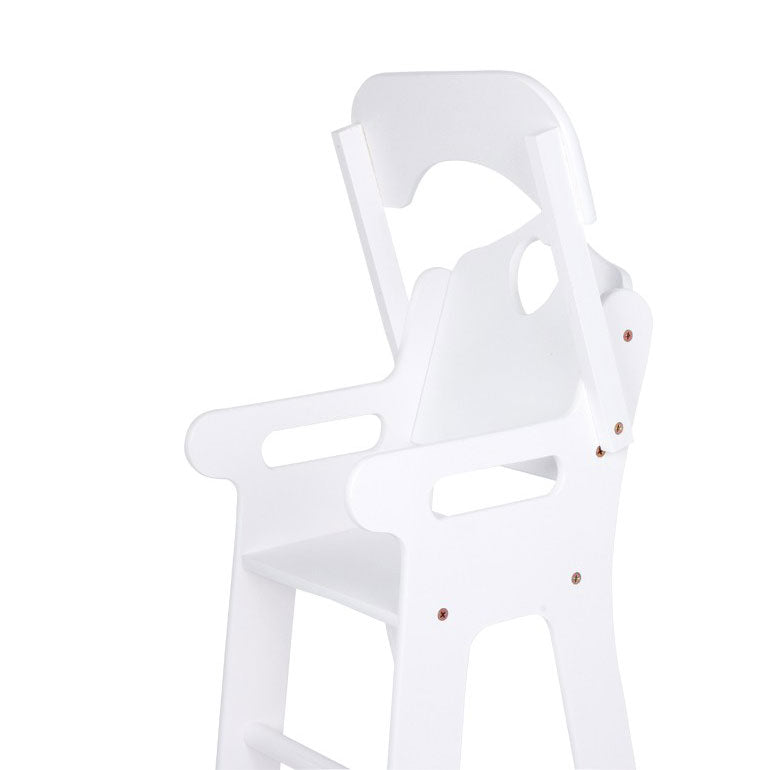 Silla de muñeca de pie pequeño de pie alto blanco
