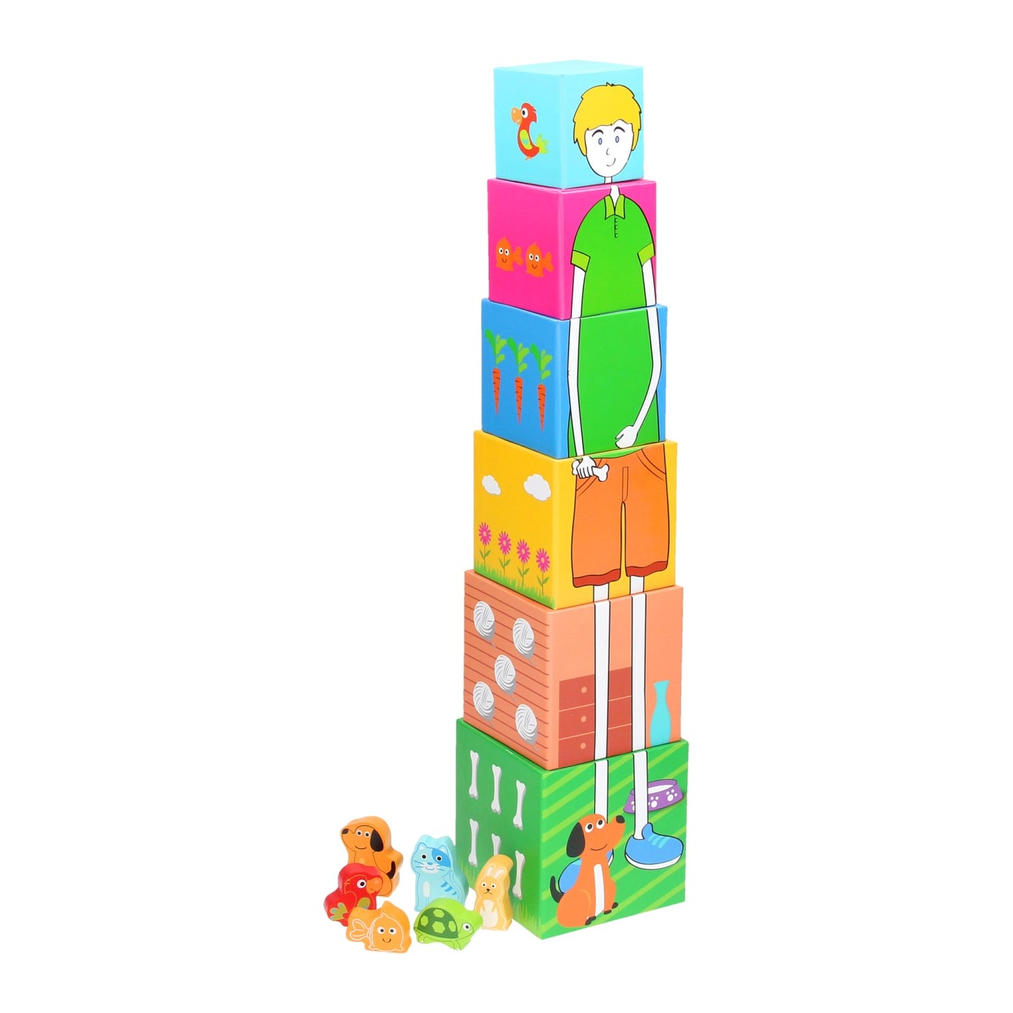 Torre de apilamiento de pies pequeño con animales
