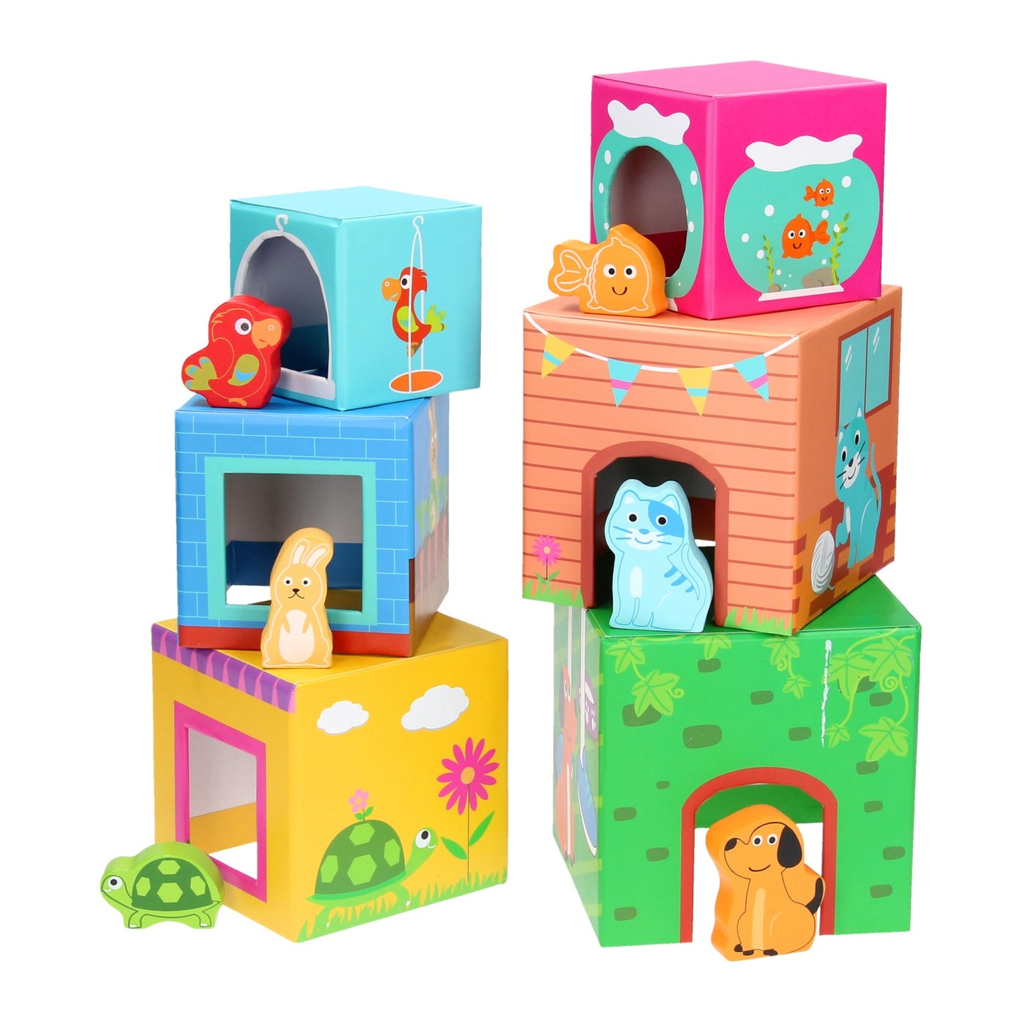 Torre de apilamiento de pies pequeño con animales