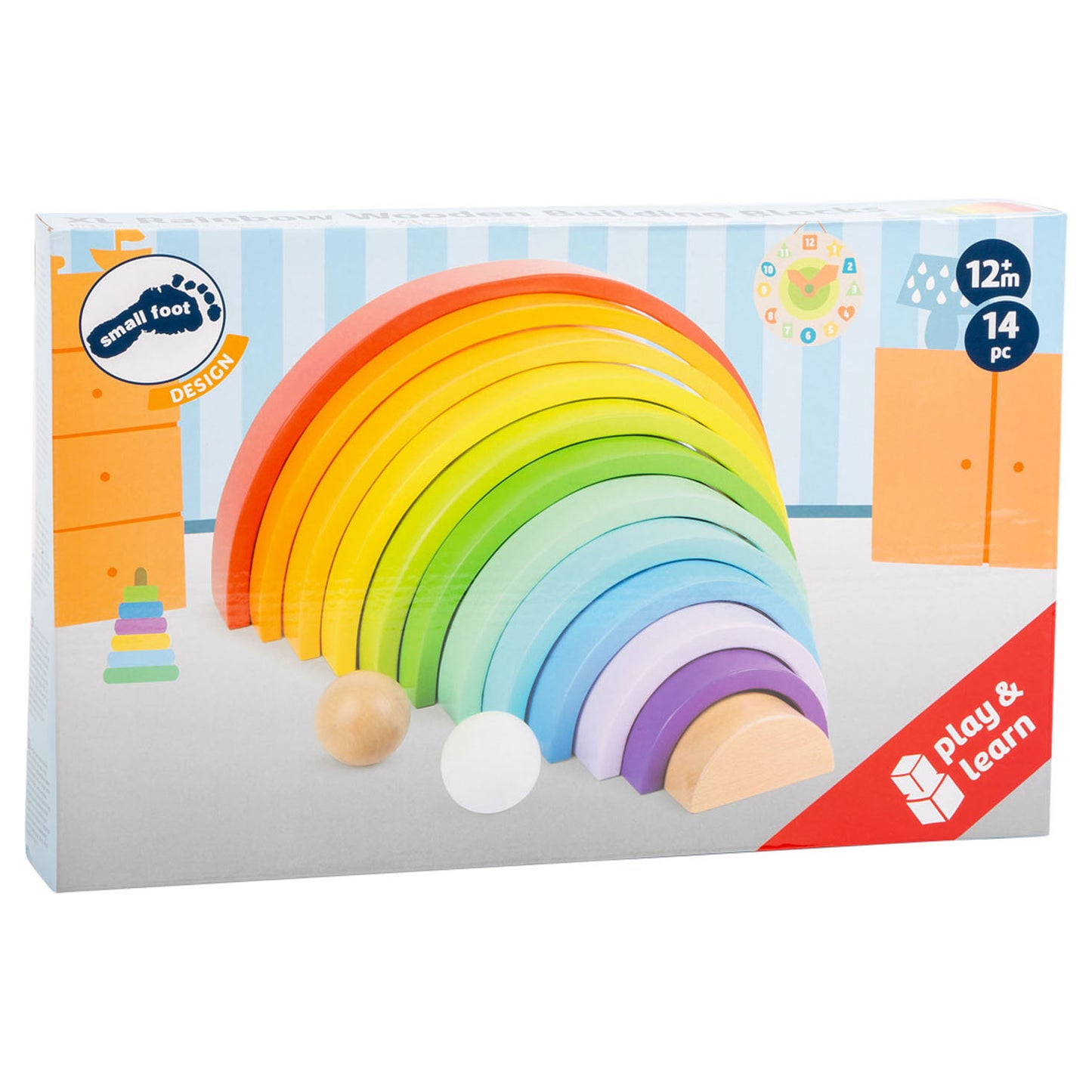 Bloques de construcción de madera de pie pequeño Rainbow XL, 14dlg.