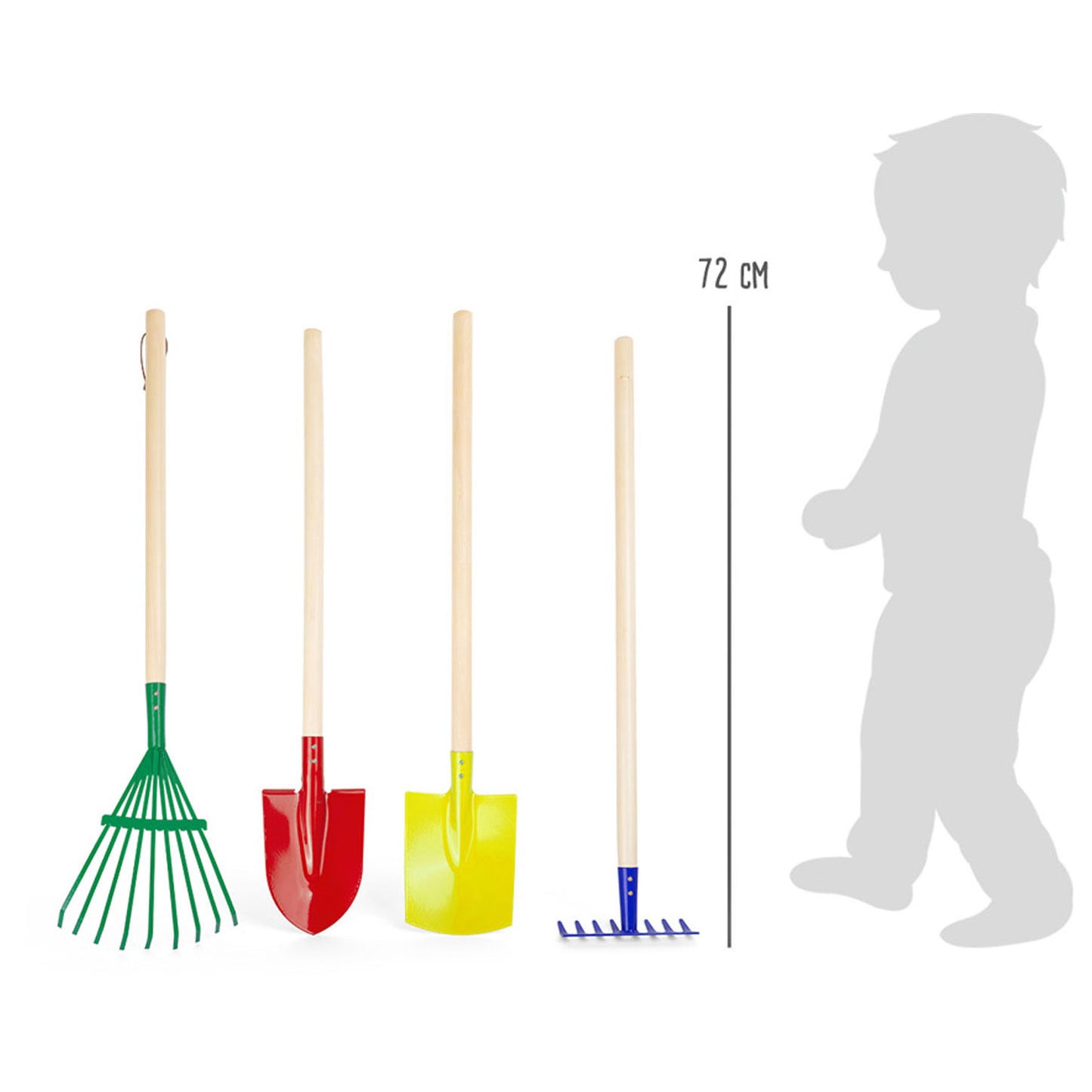 Strumenti per il giardino per bambini in legno di piccoli piedi, 4dlg.