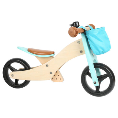 Small foot - houten driewieler en loopfiets 2in1 turquoise