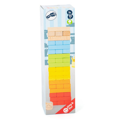 Pequeño juego de madera de madera Rainbow Wobbel Tower