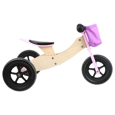 Small foot - houten driewieler en loopfiets 2in1 maxi roze