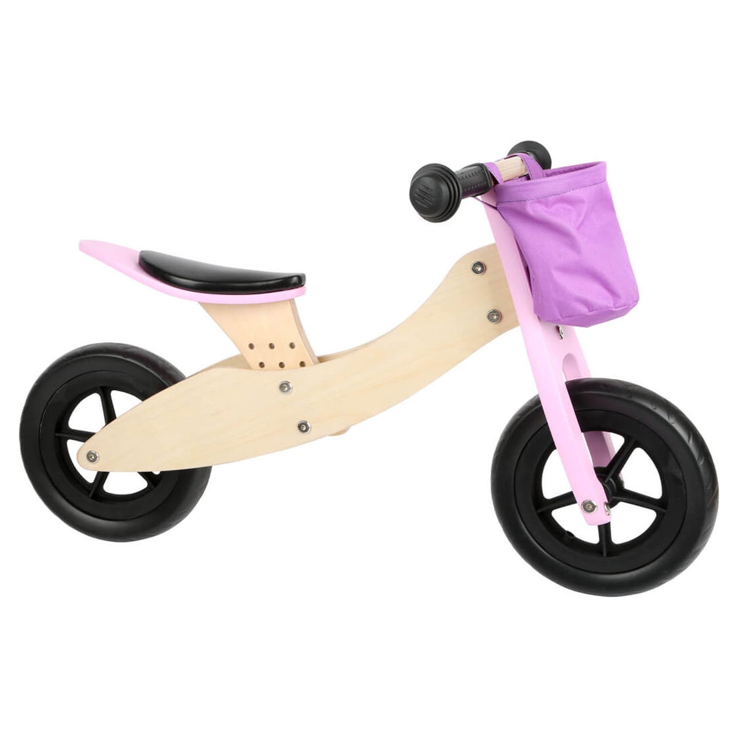 Triciclo de madera de pie pequeño y 2in1 maxi rosa