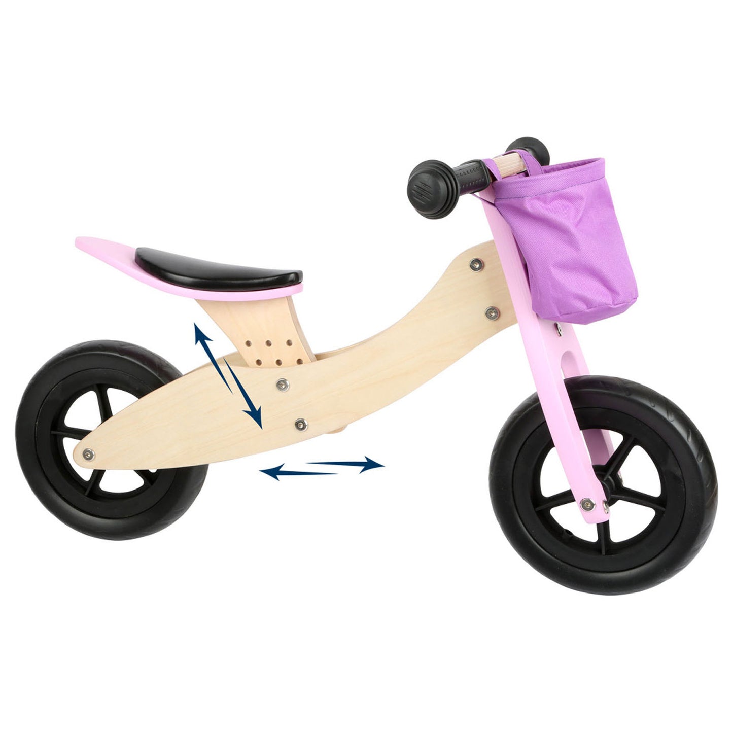 Triciclo de madera de pie pequeño y 2in1 maxi rosa