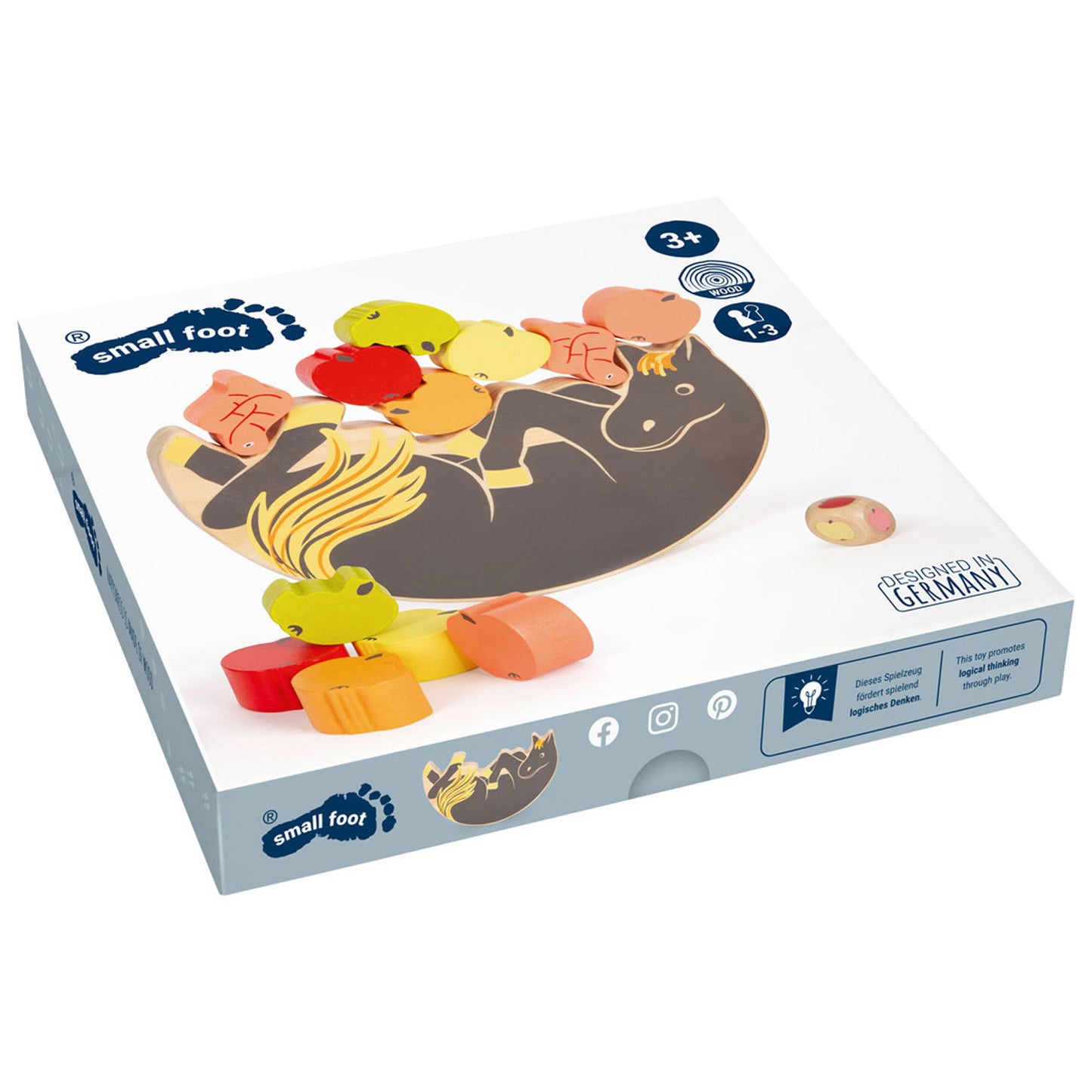 Caballo de juego de balance de madera de pie pequeño, 7dlg.