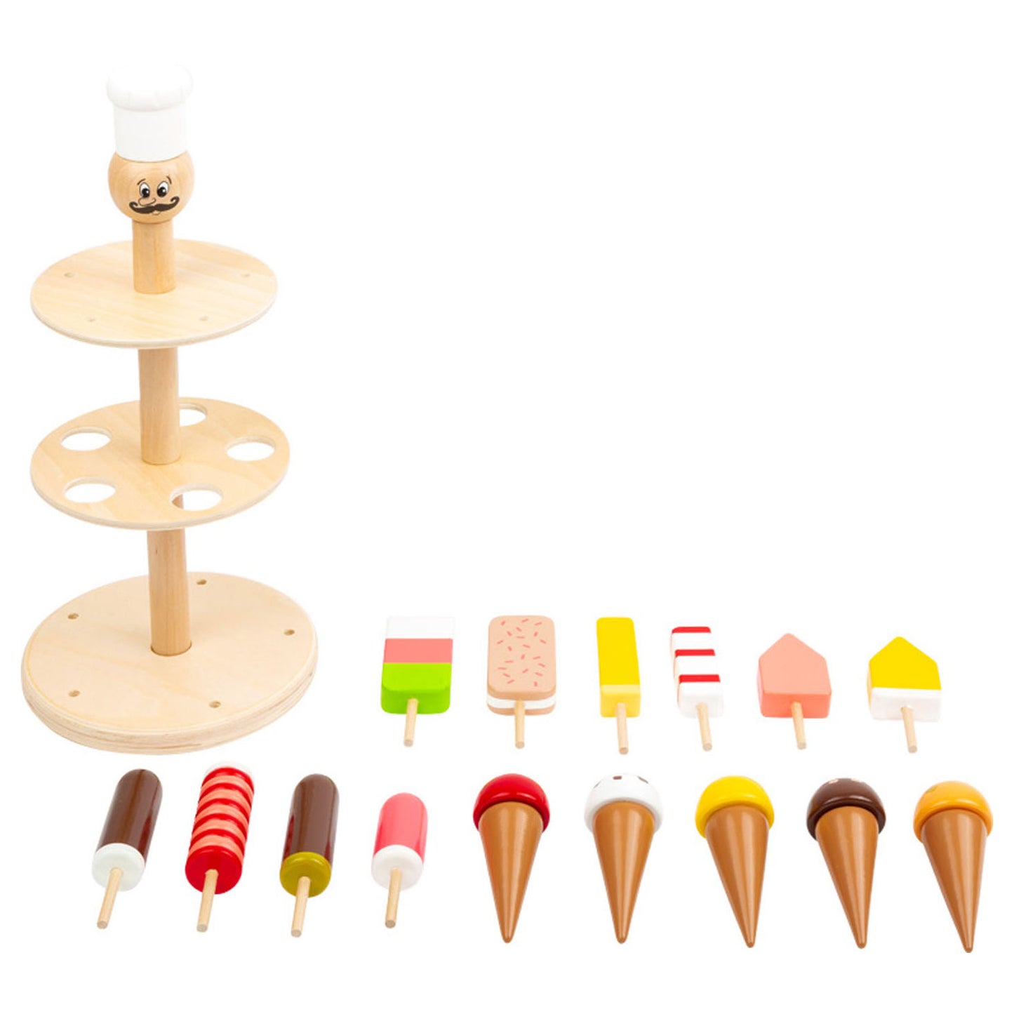 Piso de helado Luigi de madera de pie pequeño, 16dlg.