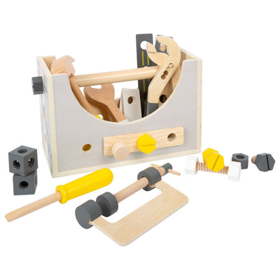 Toolbox di legno di piccoli piedi 2in1, 28dlg.