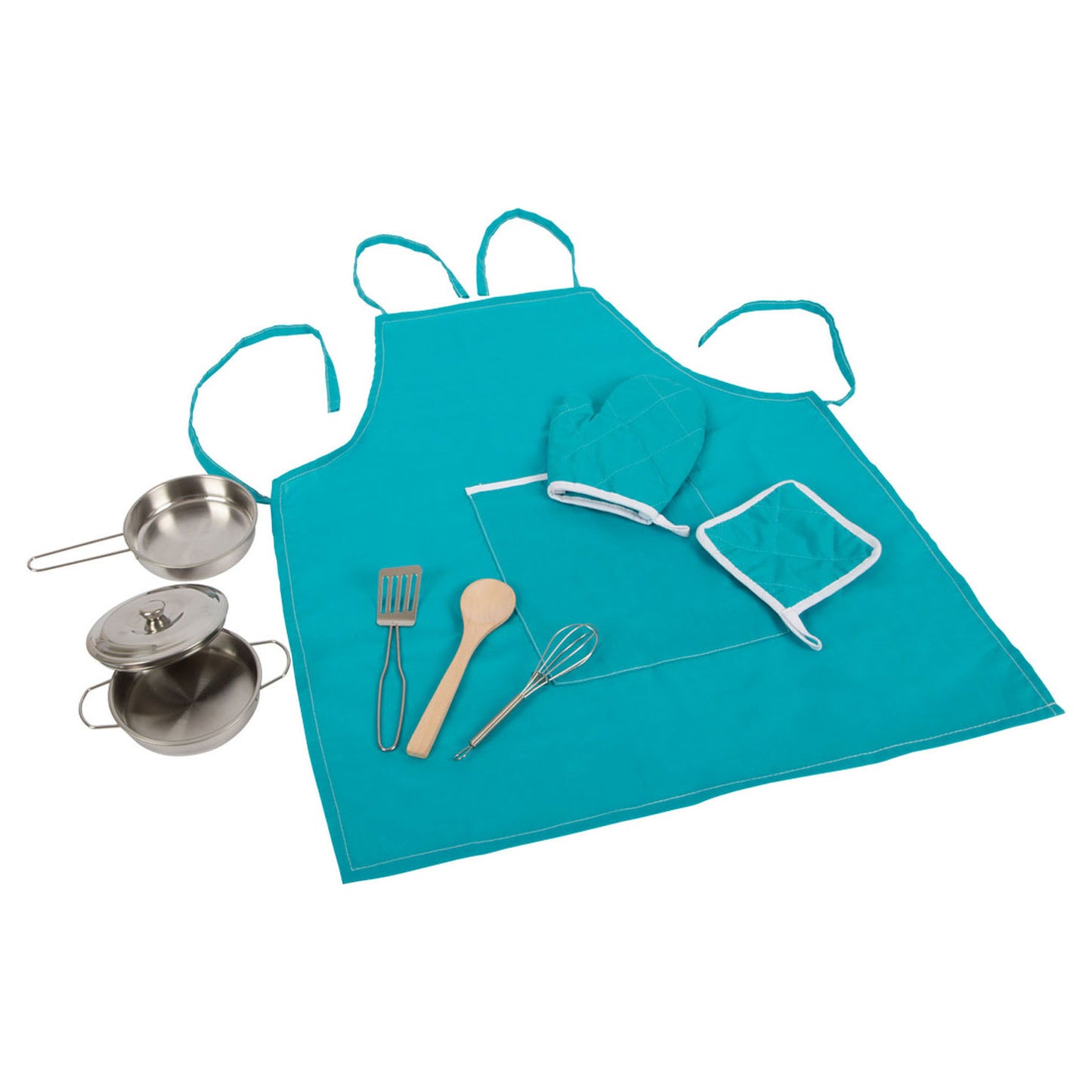Set di cucina gioca a piccoli piedi con grembiule, 9dlg.