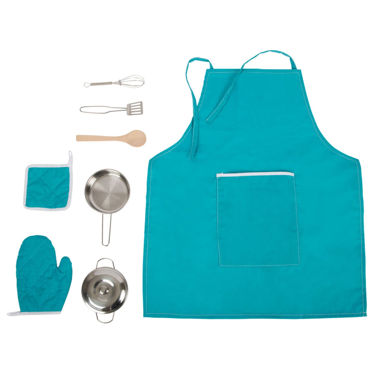 Set di cucina gioca a piccoli piedi con grembiule, 9dlg.