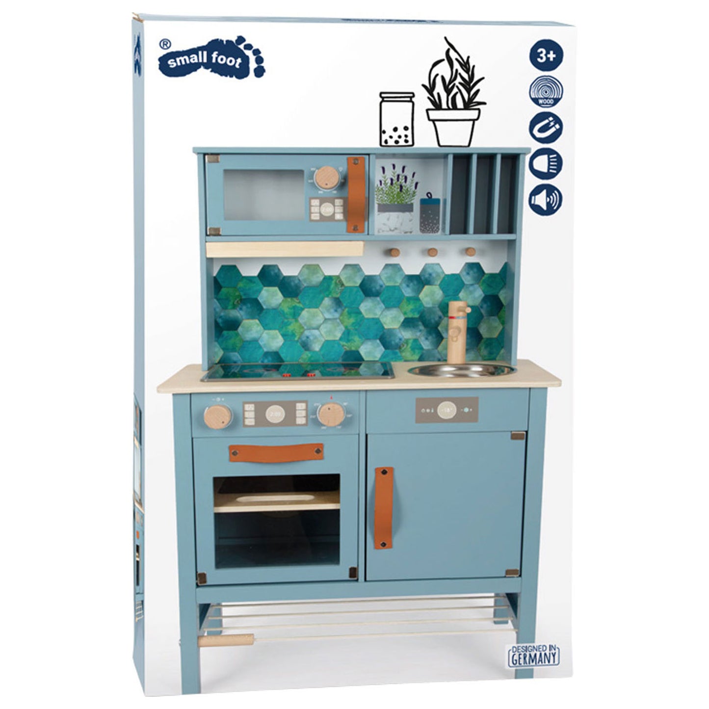 Cucina per bambini in legno di piccoli piedi blu, 7dlg.