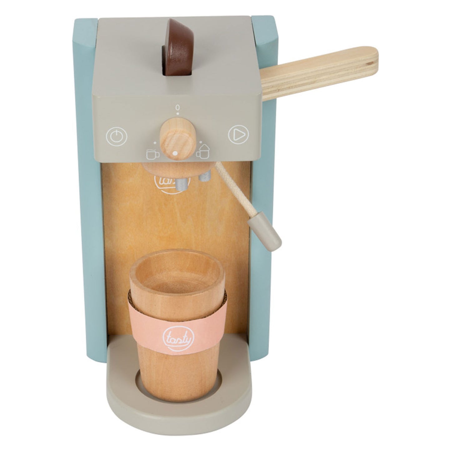 Peque de pie pequeño barista de juguete sabrosa