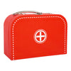 Set de doctor de madera de pie pequeño en maleta roja