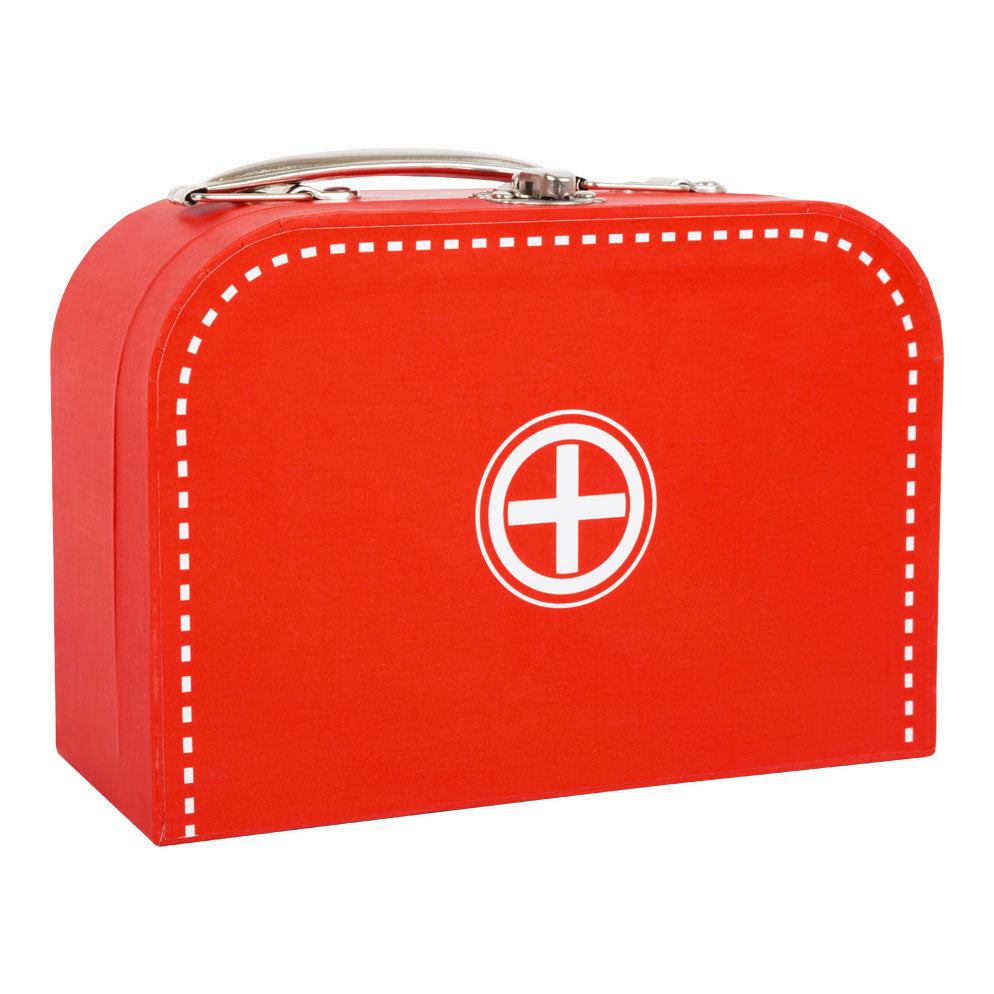 Set de doctor de madera de pie pequeño en maleta roja