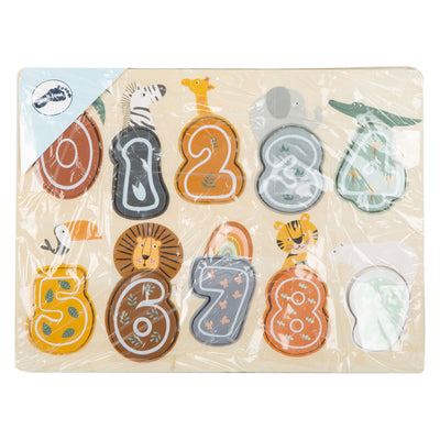 Numero di legno di piccoli piedi puzzle safari