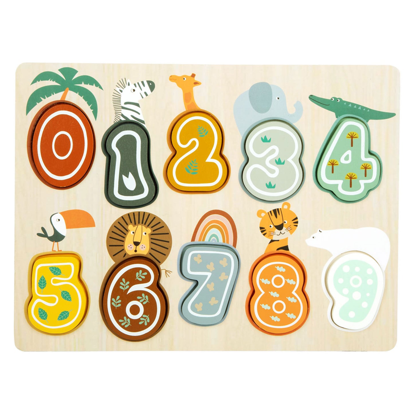 Numero di legno di piccoli piedi puzzle safari