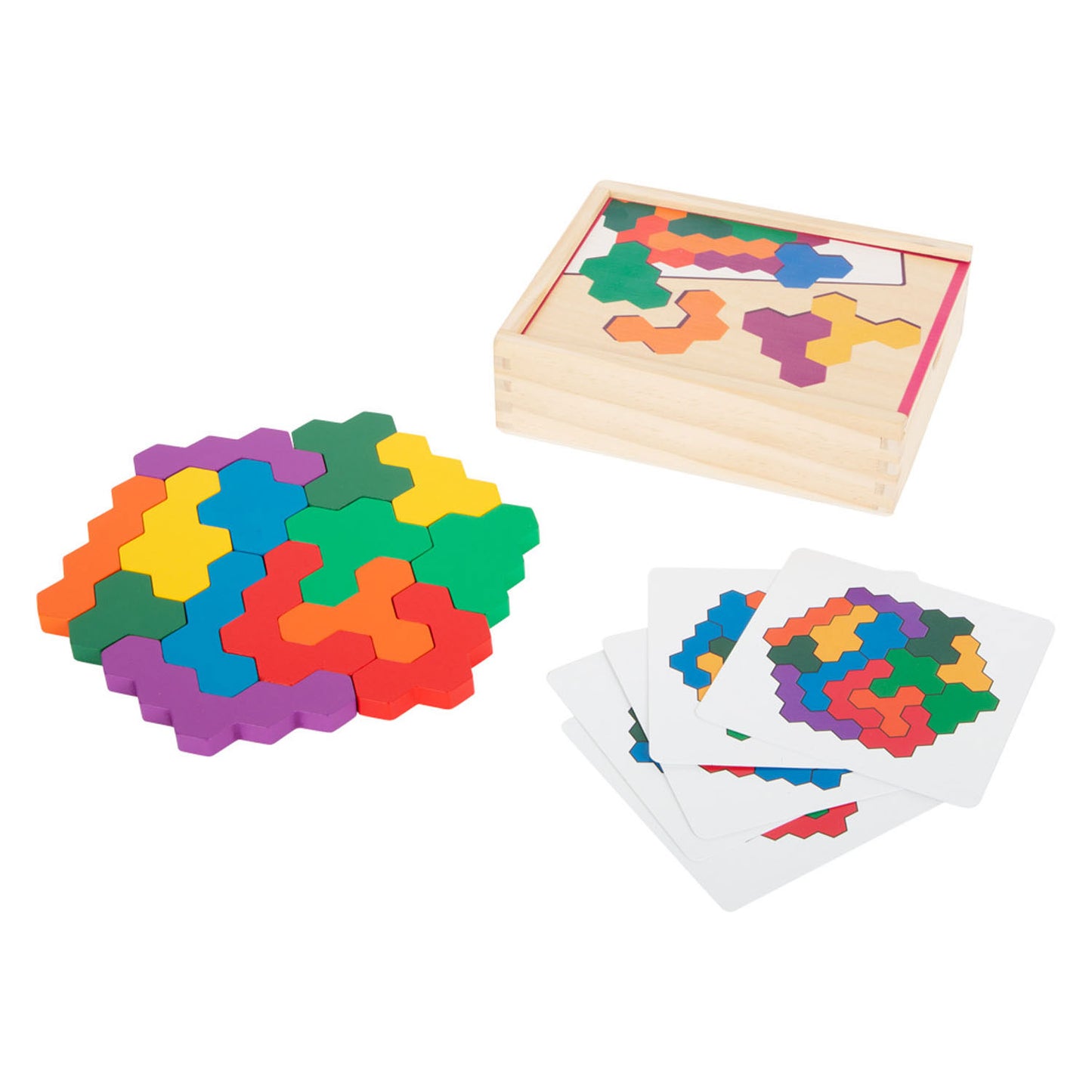 Pequeño pie de madera de madera Hexagon