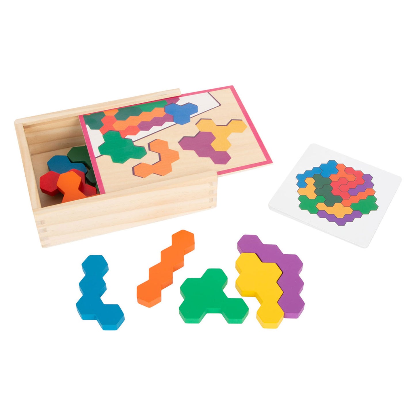 Pequeño pie de madera de madera Hexagon