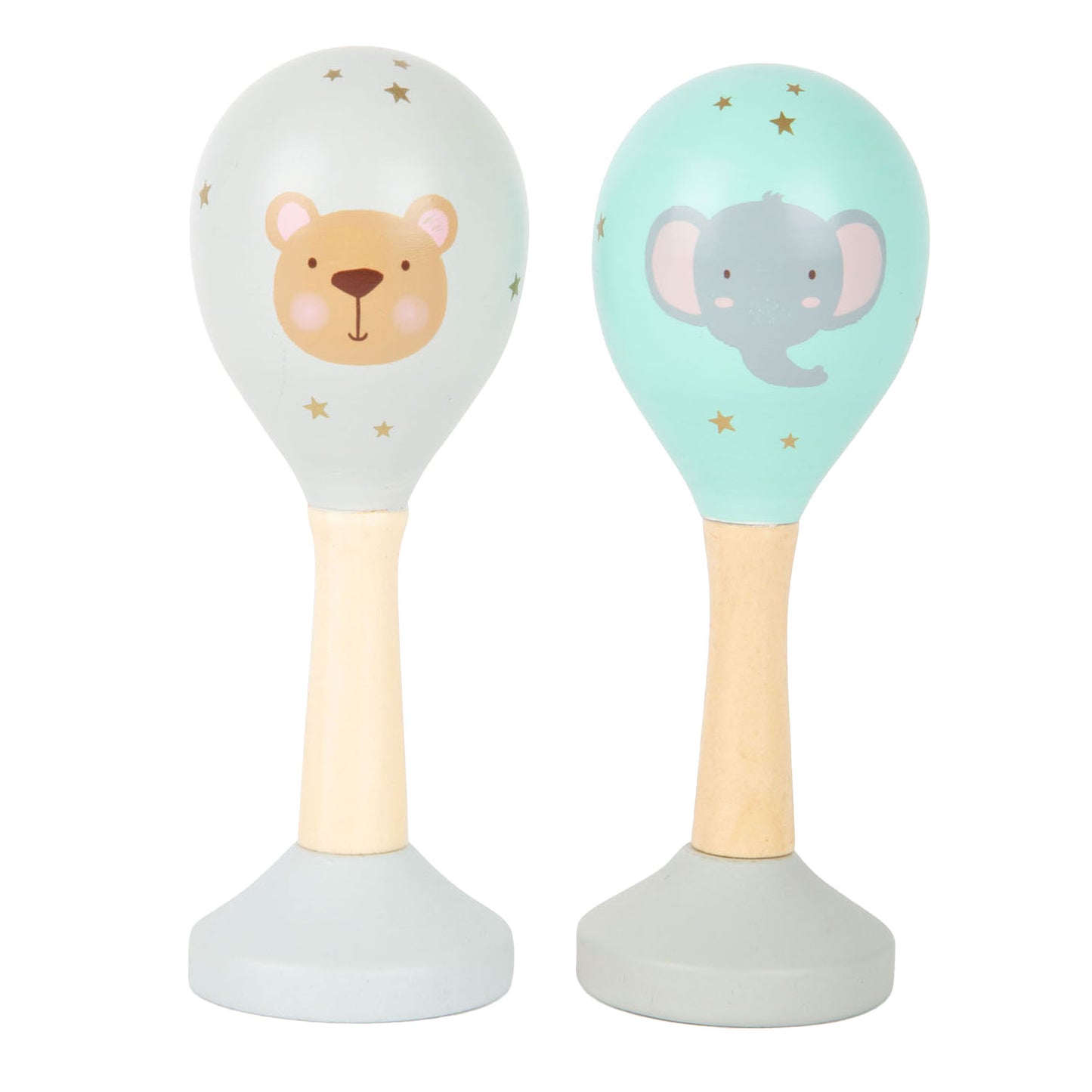 Pequeño pie de madera de madera sonajero maracas maracas, juego de 2