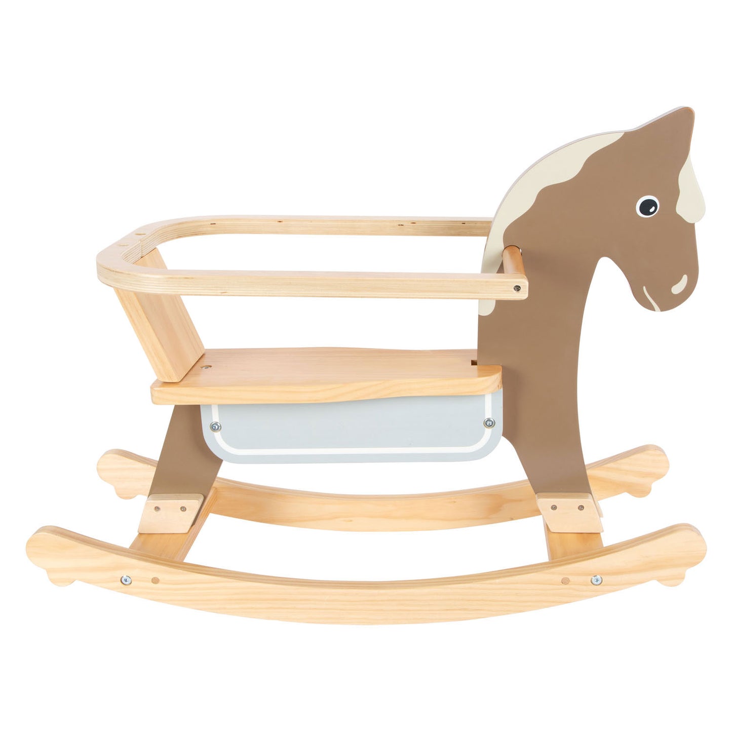 Cavallo roccioso di piccoli piedi con sedile marrone