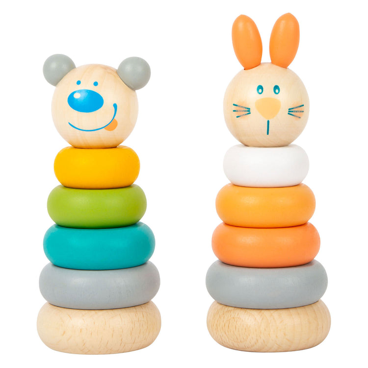 Piccollo - Pastello animale della torre impilamento in legno, 6dlg.