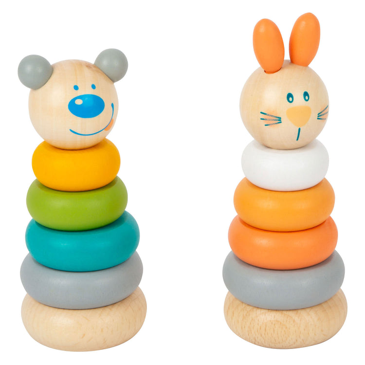 Piccollo - Pastello animale della torre impilamento in legno, 6dlg.