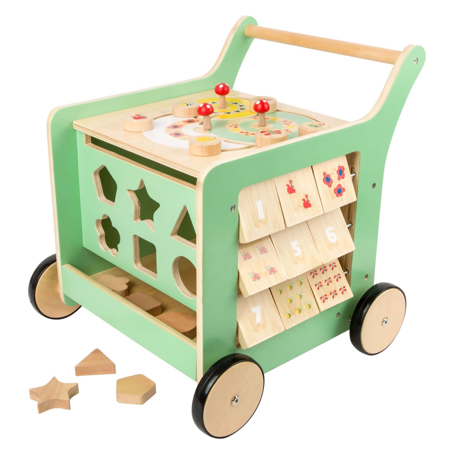 Piccolo piede in legno per bambini camminatore centrale pastello verde pastello