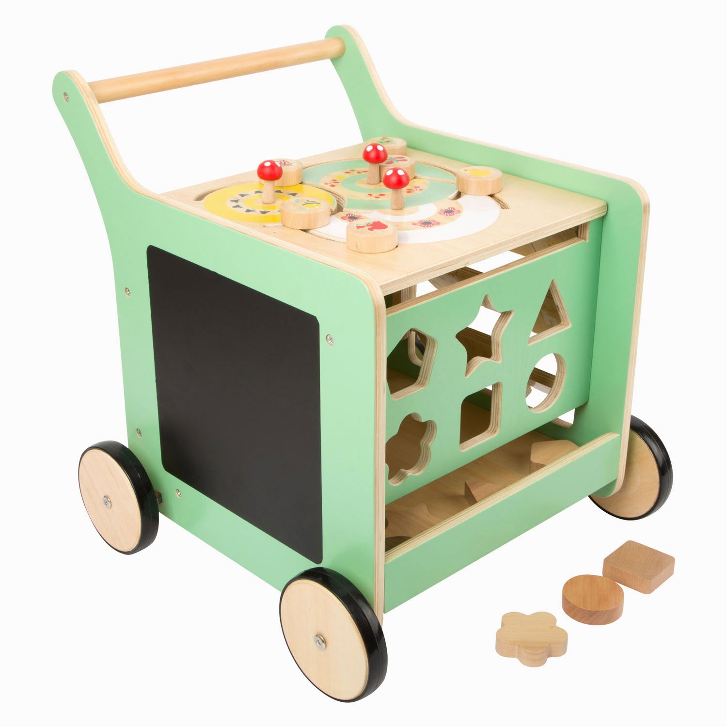 Piccolo piede in legno per bambini camminatore centrale pastello verde pastello