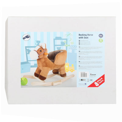 Small foot wooden rocking horse brown with seat and sound