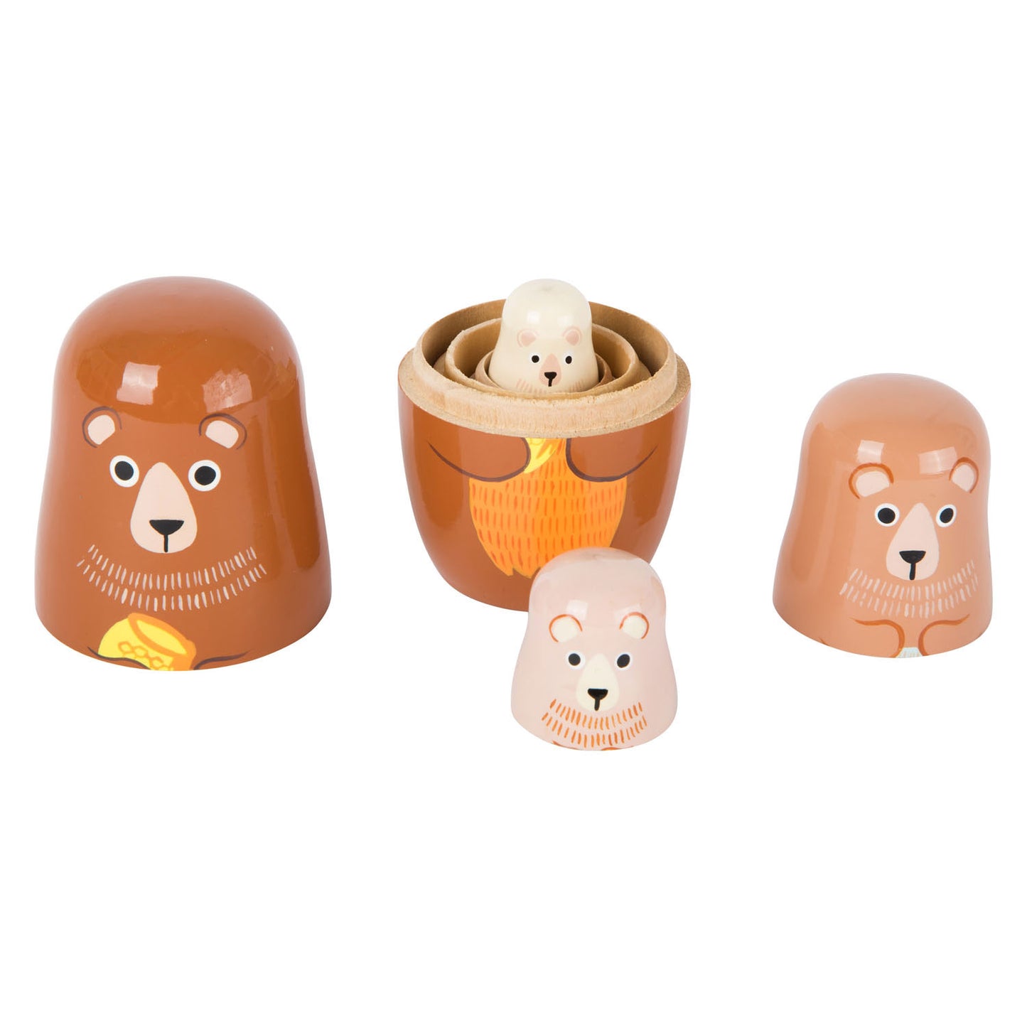 Familia de muñecas de madera de madera de pie pequeña