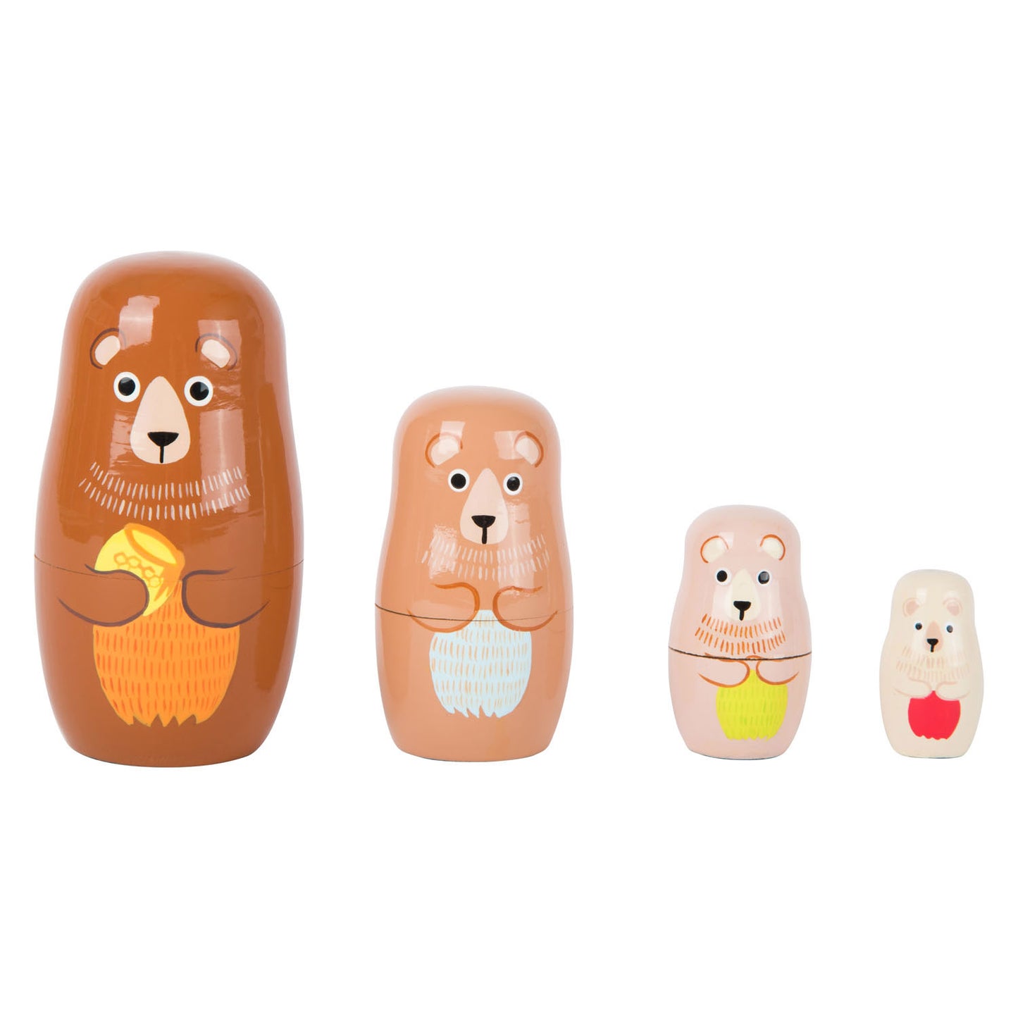 Familia de muñecas de madera de madera de pie pequeña