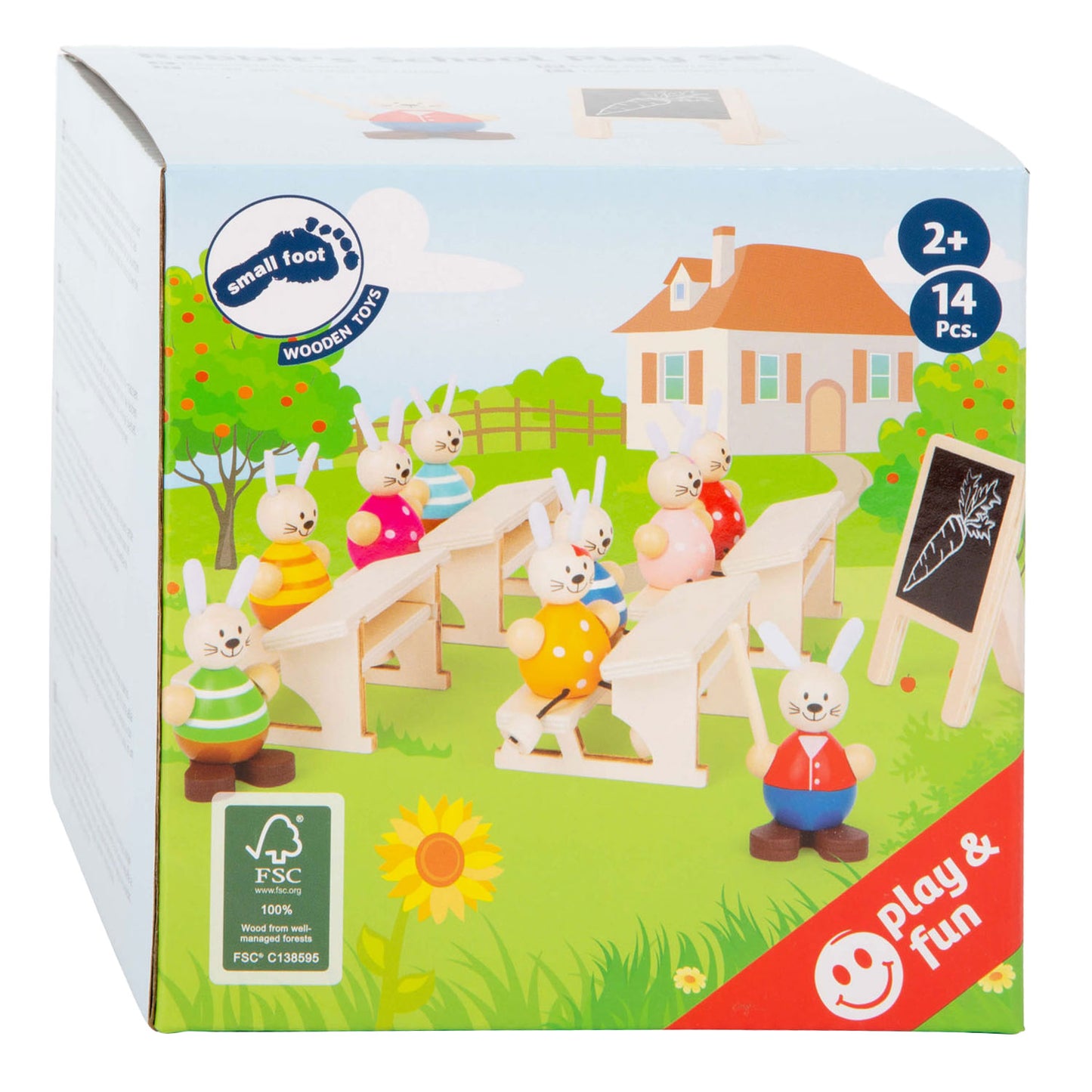 Pequeño de madera Poppenhuis Rabbit School Clase Juego de juego